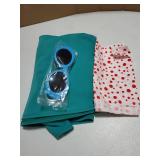 Women Lucy Costume Dress Wilde Polka Dot Scarf Blue Frame Glasses Halloween Themed Party Cosplay Outfit 2XL - Retail: $30