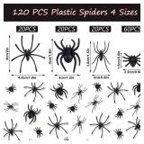 Realistic Plastic Spiders 4 Sizes Black Small Spiders Mini Fake Spider Toys for Halloween Prank Prop Home Party Decorations - Retail: $7