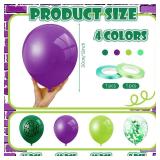 45 Pcs Cartoon Turtles Birthday Balloon Decorations Purple Dark Green Turtle Print Balloon Decor for Birthday Party Supplies - Retail: $10