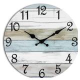 Wall Clock Silent Non Ticking Wall Clocks Battery Operated, Rustic Coastal Country Clock Decorative for Bathroom Kitchen(10 Inch) - Retail: $20