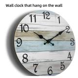 Wall Clock Silent Non Ticking Wall Clocks Battery Operated, Rustic Coastal Country Clock Decorative for Bathroom Kitchen(10 Inch) - Retail: $20