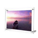 Acrylic Picture Frame Floating Look 3MM + 3MM Thickness Clear Photo Frame Desktop Frameless Display Self Standing (6x8) - Retail: $12