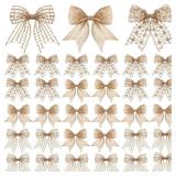 30 Pcs Natural Knot Burlap Bows for Wreath, Tree, Farmhouse, Holiday Decor - Classic Style - Retail: $17
