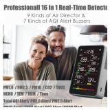 Professional Indoor Air Quality Monitor with AQI Beep Alarms, Portable Real-Time Detector for Home Cars Plants and Pets
