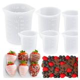 6PCS Silicone Measuring Cups for Melting Chocolate - Silicone Chocolate Melting Cup Set with 100/250/350ml Capacity, Dishwasher Safe, Baking Supplies Accessories for DIY Chocolate Molds - Retail: $9