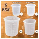 6PCS Silicone Measuring Cups for Melting Chocolate - Silicone Chocolate Melting Cup Set with 100/250/350ml Capacity, Dishwasher Safe, Baking Supplies Accessories for DIY Chocolate Molds - Retail: $9