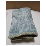 Spring Chenille Soft Cozy Throw Pillow Covers 20x20 Set of 2, Modern Farmhouse Boho Velvet Decorative Pillow Cases with Stitched Edge for Couch Sofa Bed Home Decor, Aqua Haze - Retail: $21