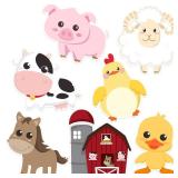 35 Pcs Farm Animals Decor Farm Animal Cutouts for Baby Shower, Bulletin Board, Classroom Decor, Kindergarten, Birthday, Party Essentials with 80 Glue Point Dots - Retail: $7