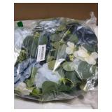 6 Ft Flower Garland with Lights, Dusty Blue Rose Floral Garland Fake Flowers for Wedding Arch Party Tables Backdrop Decor