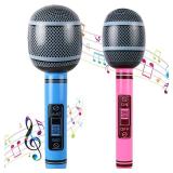 2 PCS Inflatable Microphones Large Size Blow up Microphone Toy Inflatable Microphone for 80s 90s Party Decorations - 80s 90s Decorations Supplies Plastic Prop 27.5 Inches (BluePink) - Retail: $9