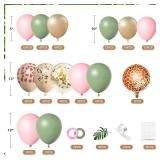 Jungle Safari Balloons Garland Arch Kit Animal Printed Pink Sage Green Balloons Wild One Giraffe Leopard Safari Decorations for Birthday Baby Shower Party Supplies (balloons only) - Retail: $9