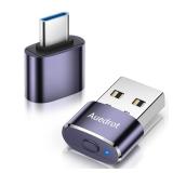 Mouse Jiggler Undetectable Metal USB Mouse Mover with Switch Button, Automatic Mini Mouse Shaker with 2 Jiggle Modes, Driver-Free, Plug & Play, Keep Computer/Laptop Awake, with USB-C Adapter, Purple -