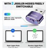 Mouse Jiggler Undetectable Metal USB Mouse Mover with Switch Button, Automatic Mini Mouse Shaker with 2 Jiggle Modes, Driver-Free, Plug & Play, Keep Computer/Laptop Awake, with USB-C Adapter, Purple -