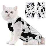 Cat Recovery Suit - Kitten Onesie for Cats After Surgery, Cone of Shame Alternative Surgical Spay Suit for Female Cat, Post-Surgery or Skin Diseases Protection -Cow(S) - Retail: $9