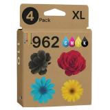 Ink Cartridge for 962XL Ink. Works with HP OfficeJet Pro 9015 9025 9010 9018 9020 9022 Printers. 4 Combo Pack (Black, Cyan, Magenta, Yellow) 962 Inkjet - Retail: $33