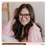 Madison Avenue Oversized Blue Light Blocking Glasses for Women Fashion Blue Light Blockers Anti Eyestrain & UV Protection Computer Eyeglasses (Brown Demi Pink) - Retail: $17