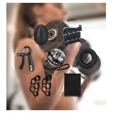 Hand Grip Strengthener Workout Kit (8 Pack) Forearm Grip Adjustable Resistance Hand Gripper, Finger Stretcher, Finger Exerciser, Grip Ring, Gyro Ball (black) - Retail: $23