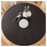 Round Vinyl Fitted Tablecloth with Flannel Backing Elastic Edge Table Cover Waterproof Stain-Resistant Wipeable Tablecloths Fits 45-56 Round Tables - Retail: $19"