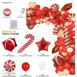 Christmas Balloon Arch Kit - Red White Balloons, Candy Balloons, Red Star Foil Balloons, Candy Cane Foil Balloons, Box Foil Balloons for Xmas Balloon Garland Kit Christmas Party Decorations(no Arch in