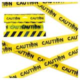 Halloween Decorations Caution Tape, Yellow&Black Caution Hazard Warning Tapes Roll Scary Zombie Safety Indoor&Outdoor Crime Scene DIY Barricade-Party/Door/Tree/Yard/Danger Area/Haunted Houses-7.5CM*25