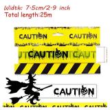 Halloween Decorations Caution Tape, Yellow&Black Caution Hazard Warning Tapes Roll Scary Zombie Safety Indoor&Outdoor Crime Scene DIY Barricade-Party/Door/Tree/Yard/Danger Area/Haunted Houses-7.5CM*25