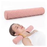 3.1 H Small Cervical Roll Pillow, Medium Soft Memory Foam Neck Round Pillow Cylinder Bolster Pillow for Sleeping, Round Neck Support for Bed, Legs, Back and Yoga (Pink, Small - 3.1" H) - Retail: $15"