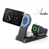 3 in 1 Magnetic Wireless for iPhone Charging Station: Foldable Portable Charger for iPhone 17-12 Pro Max & Apple Watch & AirPods, for Apple Multiple Devices Charger for Home, Office&Travel