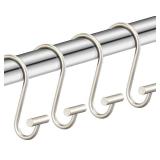 Nickel Shower Curtain Hooks, Rust Proof Shower Curtain Rings for Bathroom, Silver Metal Decorative Shower Curtain Hooks Hangers for Shower Curtain Rod, Set of 12 T-Bar Design - Retail: $9