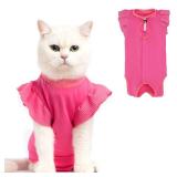 Cat Recovery Suit - Post-Surgery Onesie for Cats, Alternative to Cone of Shame, Protective Spay Suit for Female Kitten, Ideal for Healing and Skin Conditions -Magenta(S) - Retail: $10