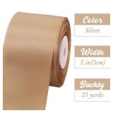2 in x 25 Yds Wide Gold Satin Ribbon Solid Fabric Ribbons Roll for Crafts Chair Sash Valentine