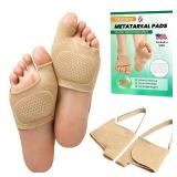 Metatarsal Pads for Women & Men - 1 Pair (Medium, Beige) - Adjustable & Non-Slip Ball of Foot Cushions with Gel, Foot Pads for Pain Relief, Metatarsalgia, Morton