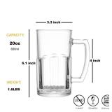 6 Pack Heavy Large Beer Glasses with Handle - 20 Ounce Glass Steins, Classic Beer Mug glasses Set - Retail: $39
