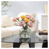 Short Glass Vase, Black Glass Vase, Short Flower Vase, Round Glass Vase, Small Vase for Flowers, 6 Inch Modern Vases for Living Room, Dining Table, Wedding, Bookshelf, Office Decor - Retail: $29