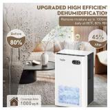 Dehumidifier for Home, 1000 sq.ft Dehumidifiers for Basement Bedroom Bathroom with 95 OZ Water Tank, Auto Shut Off 7 Colors LED Light, White Black - Retail: $79