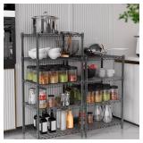 3 Tier Grey Storage Racks and Shelving - Heavy Steel Material Pantry Shelves - Adjustable Storage Shelf Metal Storage Rack Wire, Suitable for Warehouses, Closets, Kitchen. BENT/DENTED IN SEVERAL PLACE