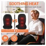 Massage Seat Cushion with Full Back Thighs Heat Back Massager for Chair with 3 Heating Pads 6 Vibrating Motors, Massage Chair Pad for Home Office, Heated Seat Cover Warmer for Pain Relief - Retail: $5