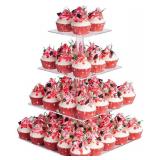 4 Tier Acrylic Cupcake Stand, Premium Cupcake Holder, Acrylic Cupcake Tower Display Cady Bar Party Decor Display for Pastry(4.7 Between 2 Layers) - Retail: $19"