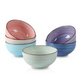 Ceramic 24 Oz Cereal Bowls Set, Deep Soup Bowls, 5.9 Inch Porcelain Kitchen Bowls for Pasta Salad Dessert Oatmeal Ramen, Microwave Dishwasher Safe, Set of 6, Gradient Color - Retail: $37