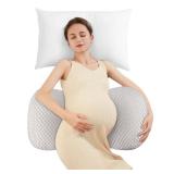 Pregnancy Pillow Cooling for Sleeping, Detachable and Adjustable Double-Sided Support Maternity Pillow Skin-Friendly for Pregnant Women Back, HIPS, Legs(30°Slope Design Verified by Expectant Mothers)