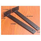 12 Pack - 12 inch Black Hidden L Shelf Bracket (1/5 Inch Thick) Iron Floating Shelf Brackets Rustic Industrial Metal Brackets for Shelf Support - Retail: $41