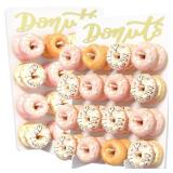 Wooden Donut Wall Display Stand, 2PCS Holder for 32 Doughnuts, Board for Grow Up Party, Birthday, Wedding, Baby Shower, Party Decorations (White) - Retail: $39