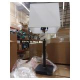 22.5\"x7\" Square Base Stick Lamp with USB Black - Thresholdâ¢: Modern Desk Lighting, ETL Listed, Linen Shade - Retail: $50