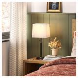 22.5\"x7\" Square Base Stick Lamp with USB Black - Thresholdâ¢: Modern Desk Lighting, ETL Listed, Linen Shade - Retail: $50