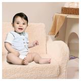 Kids Sofa, 2-in-1 Flip-Out Foam Couch with Soft Sherpa Cover, Cozy Play Lounge Chair, Cream