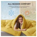Bedsure Comforter Duvet Insert - Quilted Comforters Queen Size, All Season Duvet, GentleSoft Down Alternative Bedding, with 8 Tabs, Gifts for Women/Men, Mustard Yellow, Queen 88 x 88 Inches