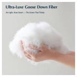 Retails for $150! Pacific Coast Goose Feather Down Fiber Comforters King Size, Extra Fluffy White Duvet Insert, Ultra-Soft, Breathable, All Season Hotel Luxury Bedding Comforters, 8 Corner & Center Lo