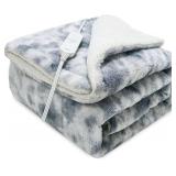 Retails for $120! GOQO TOMO Heated Weighted Blanket, with Premium Glass Beads 60" x 80" Electric Heating Blanket 2 in1 Blanket with 12 Heating Levels for Adults Home Use Gradient Gray-H6080