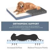 Orthopedic Dog Bed for Large Dogs - Pet Bed with Removable Washable Cover, Large Waterproof Dog Bed for with Egg Crate Foam, Blue White