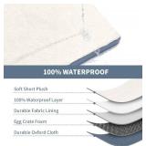 Orthopedic Dog Bed for Large Dogs - Pet Bed with Removable Washable Cover, Large Waterproof Dog Bed for with Egg Crate Foam, Blue White