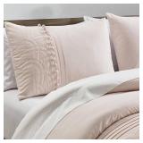 Chezmoi Collection Athena Full Bed in a Bag 7-Pieces Floral Chenille Embroidered Pom Pom Stripe Comforter Set with Sheets All Season Bedding Set, Full, Blush Pink